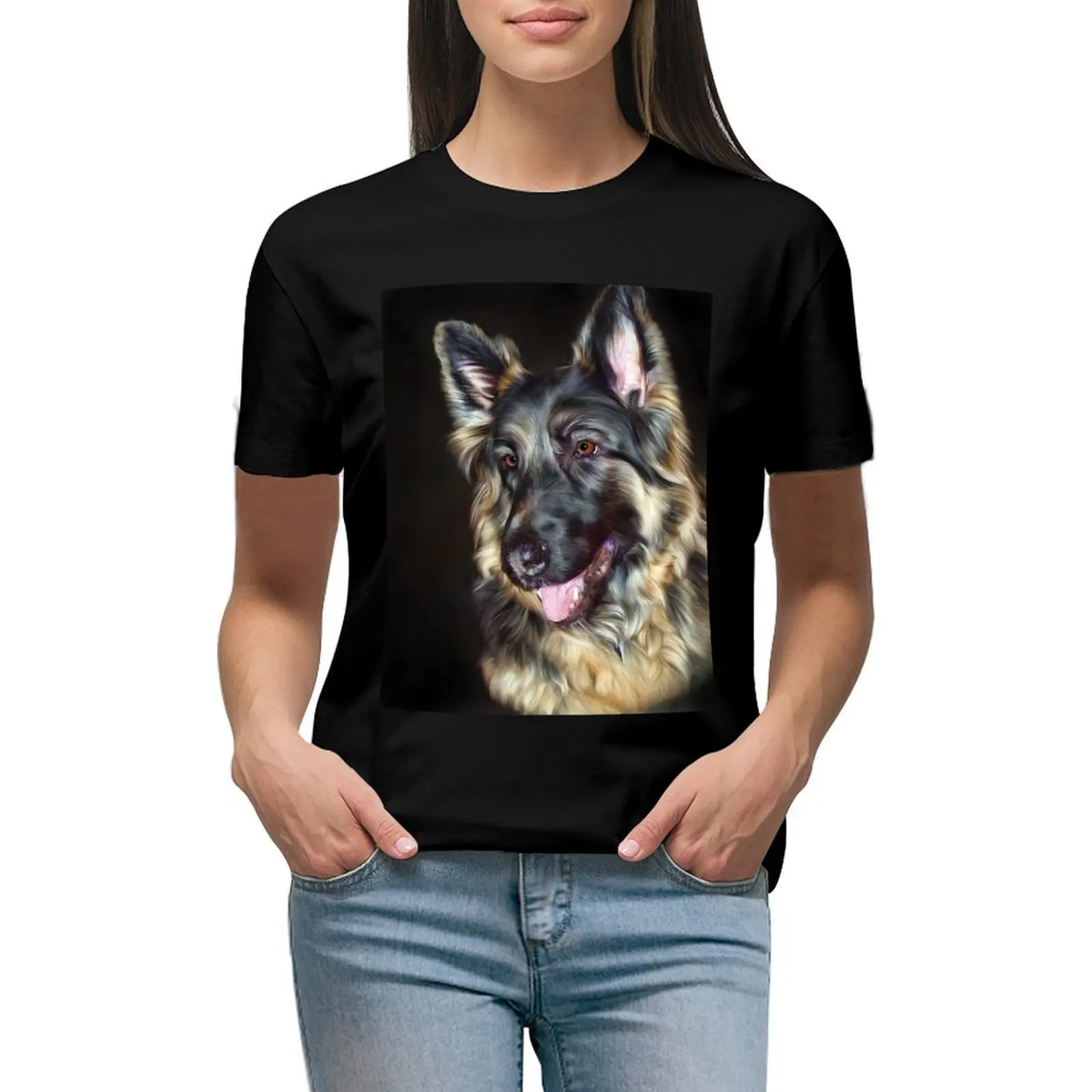 

German Shepherd Dog T-shirt animal print shirt for girls summer top t shirt Women