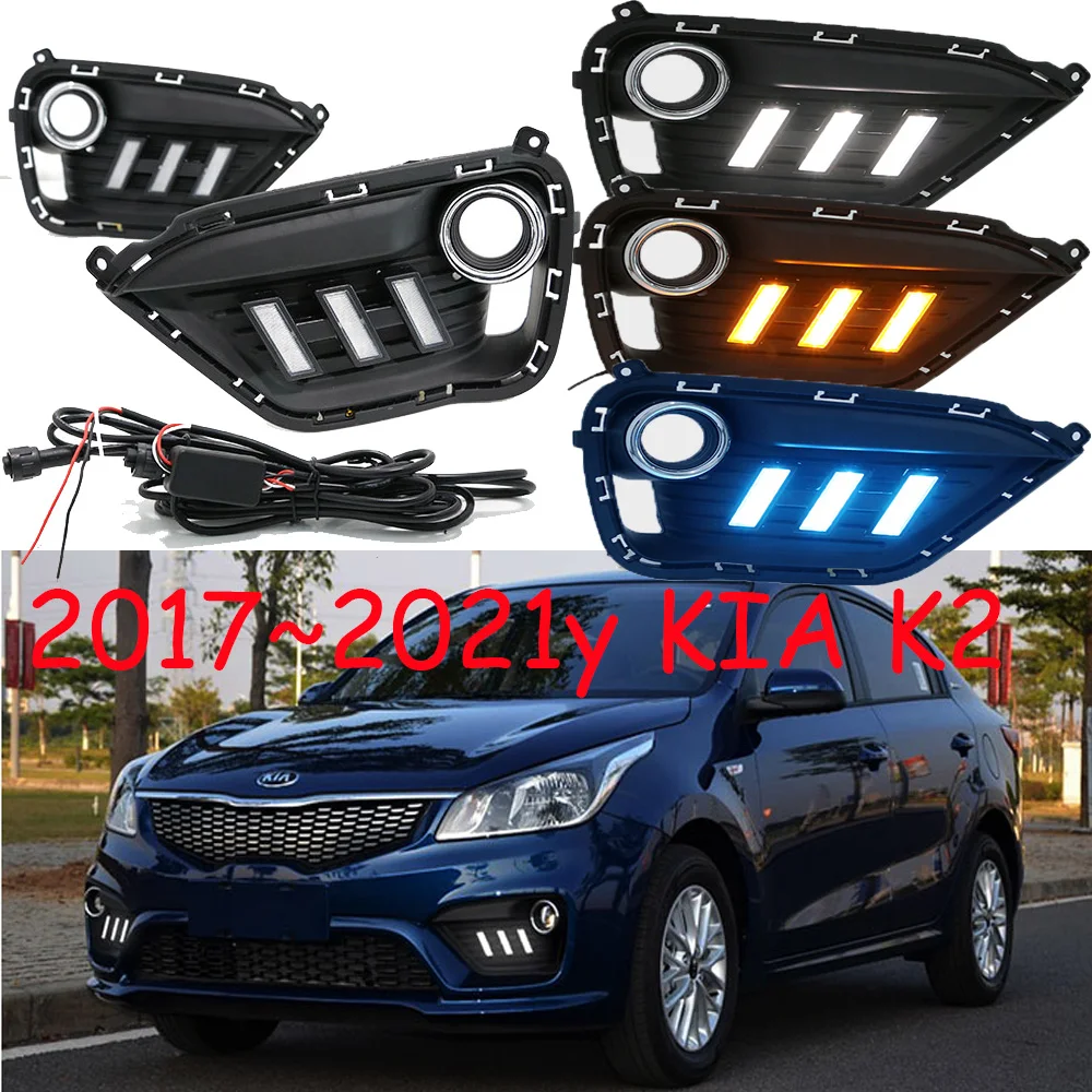 

Автомобильный бампер RIO фары для KIA K2 RIO дневные огни 2017 ~ 2021y DRL автомобильные аксессуары светодиодсветильник фары для KIA K2 противотумансветильник