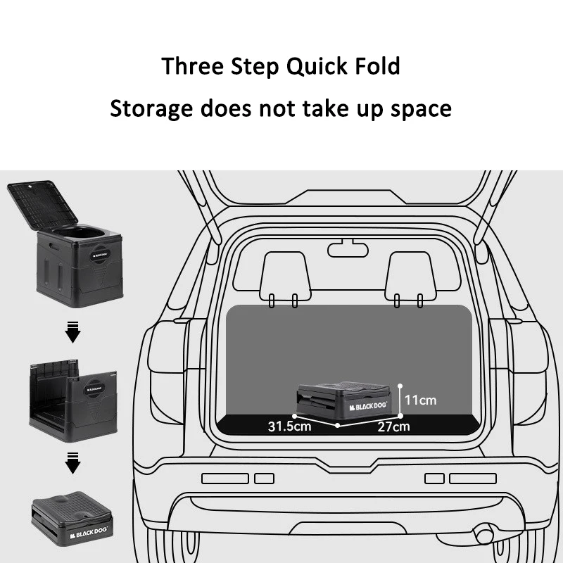 Description Picture 5 of itemBlackdog PP Folding Toilet Bowl Toilet Portable Load-bearing Strong Toilet/Trash Can/Storage Box/Stool Outdoor Camping Essential