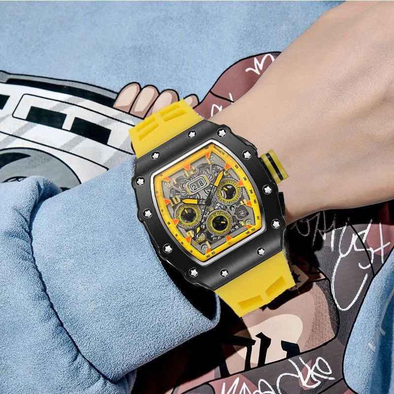 Luxury Men’s Quartz Wristwatch Hollow Design Trend None Machine Automatic Quartz Hollow Luminous Waterproof Men's Watch for Man