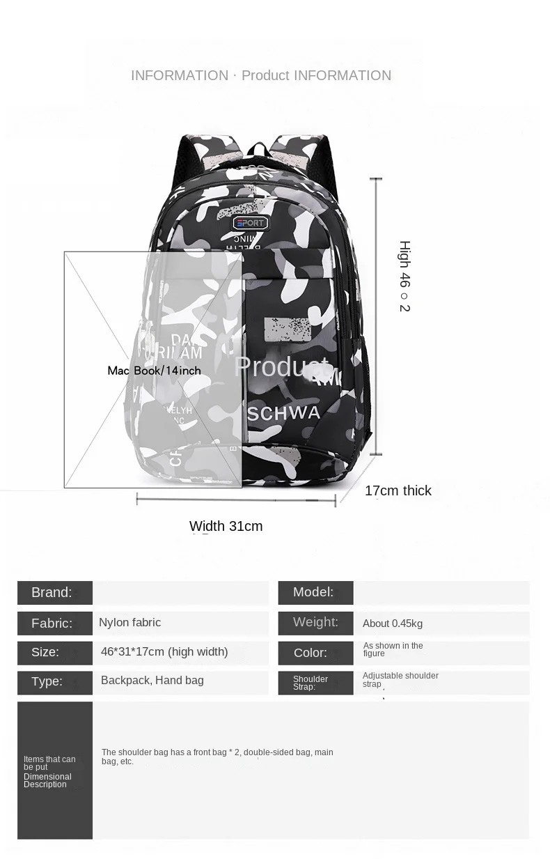 Rucksack Trendy Junior High School High School Tasche Reise Koreanische Version Männer Und Frauen Mode Verdicken Doppel Schulter Taschen – Detail 33