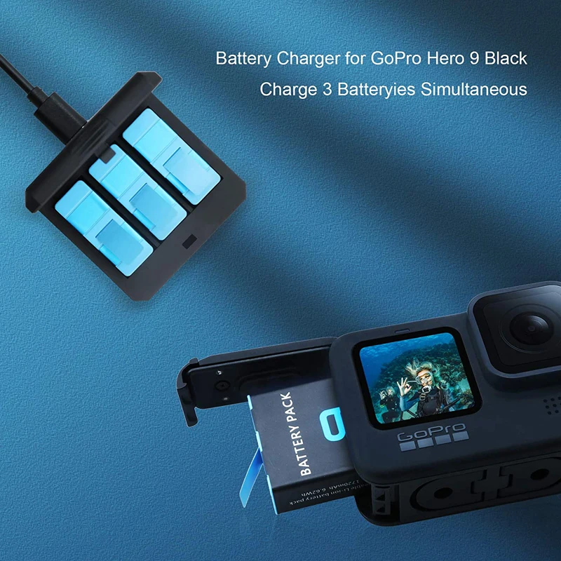 Batteries et chargeur pour GoPro Hero 12/11/10/9 - Lot 1/2/3 batteries
