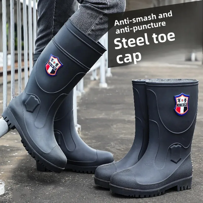 Bottes de travail imperméables homme femme embout acier semelle acier antidérapantes PVC protection