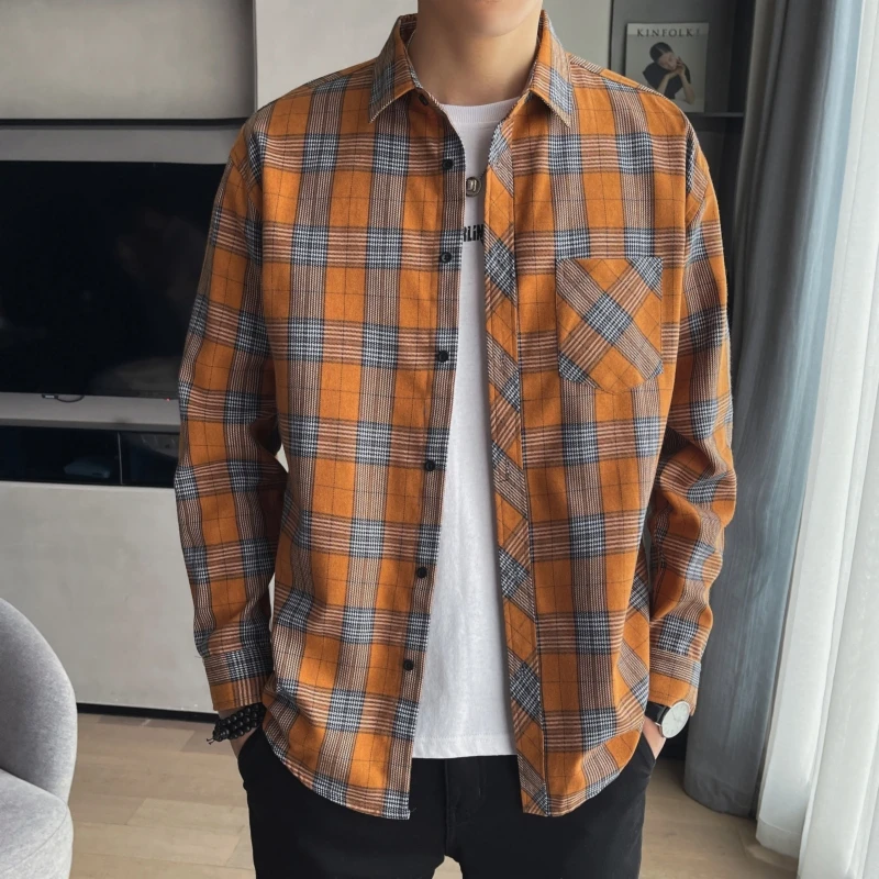 Camicie a quadri nave libera uomo manica lunga Casual primavera