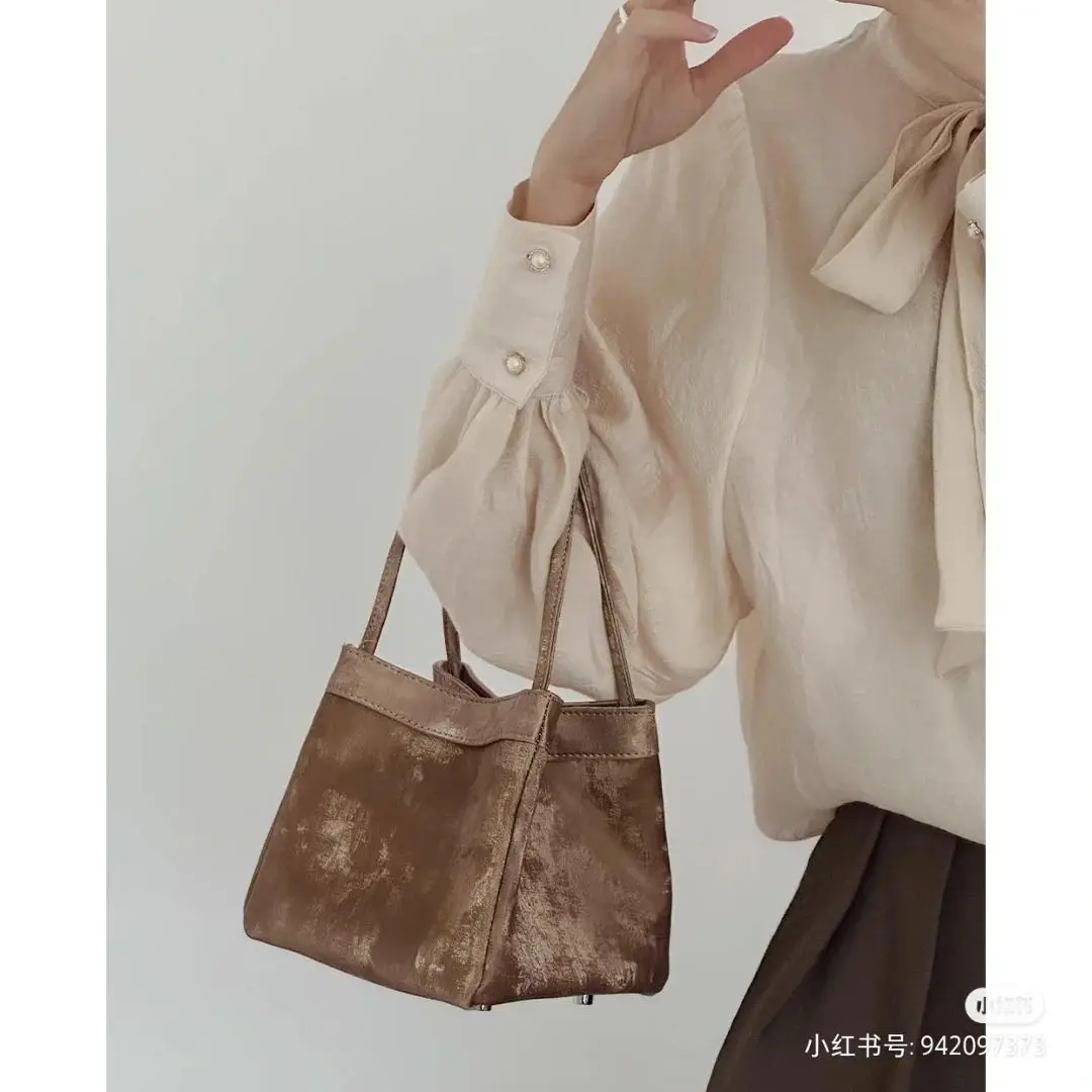 JIAERDI Retro Silver Bucket Crossbody Bags Purse Women Vintage Handle Casual Messenger Bag Wallet Female Y2k Hand Bag 2025 New