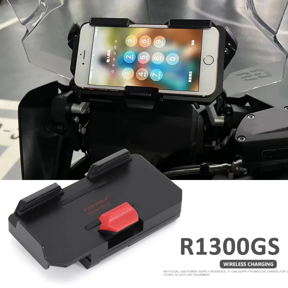 New For BMW R1300GS R 1300 GS R1200GS R1250GS Motorcycle Accessories USB Mobile Phone GPS Navigation Bracket Wireless Charging new for bmw r1200gs 2008 2012 motorcycle r1200 gs front nozzle fairing extension wheel extension cover motorcycle accessories