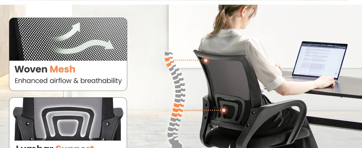Comfortable mesh chair with breathable supportive mesh back support