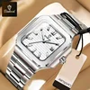 BINBOND Luxury Square Sport Man Wristwatch Waterproof Luminous Chronograph Quartz Men's Watches Stainless Steel Men Watch Reloj