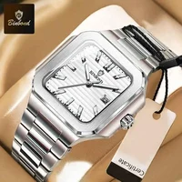 BINBOND Luxury Square Sport Man Wristwatch Waterproof Luminous Chronograph Quartz Men's Watches Stainless Steel Men Watch Reloj