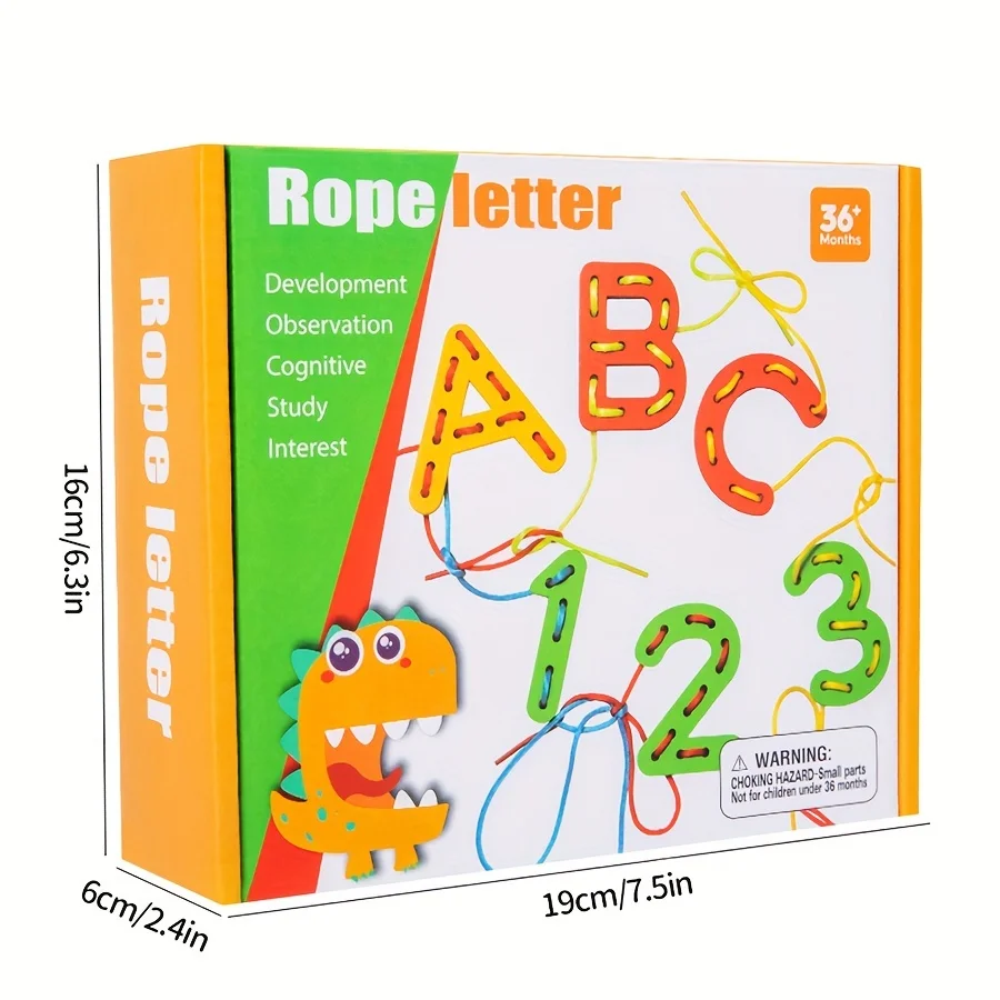 Letter and number threading games, intellectual wooden toys, exercise hand-eye coordination, suitable for birthday back-to-schoo