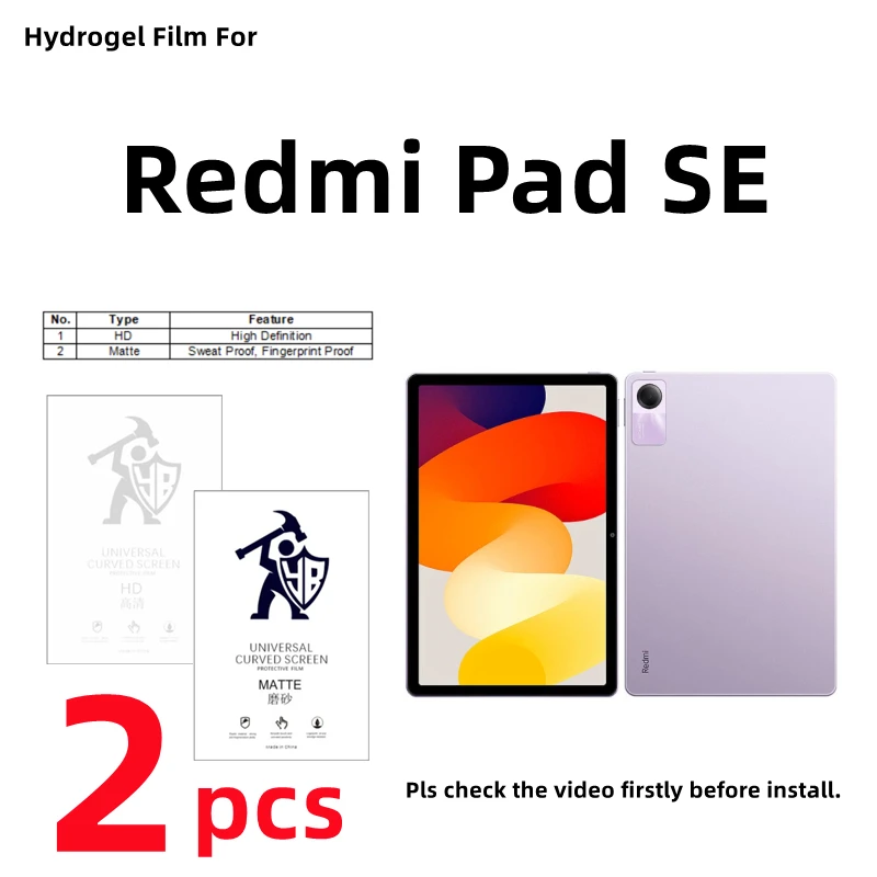 

Гидрогелевая пленка HD для Xiaomi Redmi Pad SE, матовая защитная пленка для экрана Redmi Pad SE, прозрачная/матовая защитная пленка с полным покрытием, 2 шт.