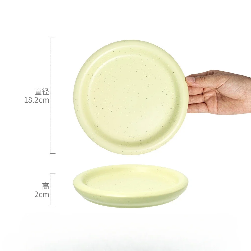 Macaron Color Plate Small Fresh Ceramic Round Plate Breakfast Salad Fruit Dinner Western Food
