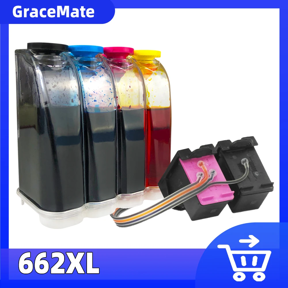 

GraceMate 662 CISS Bulk Ink Compatible for Hp 662 for 1015 1515 2515 2545 2645 3545 4510 4515 4516 4518 Printer Cartridges
