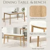 6-piece Dining Table Set, One Table One Bench and Four Chairs, High Gloss White Tabletop With Light Oak Color 3