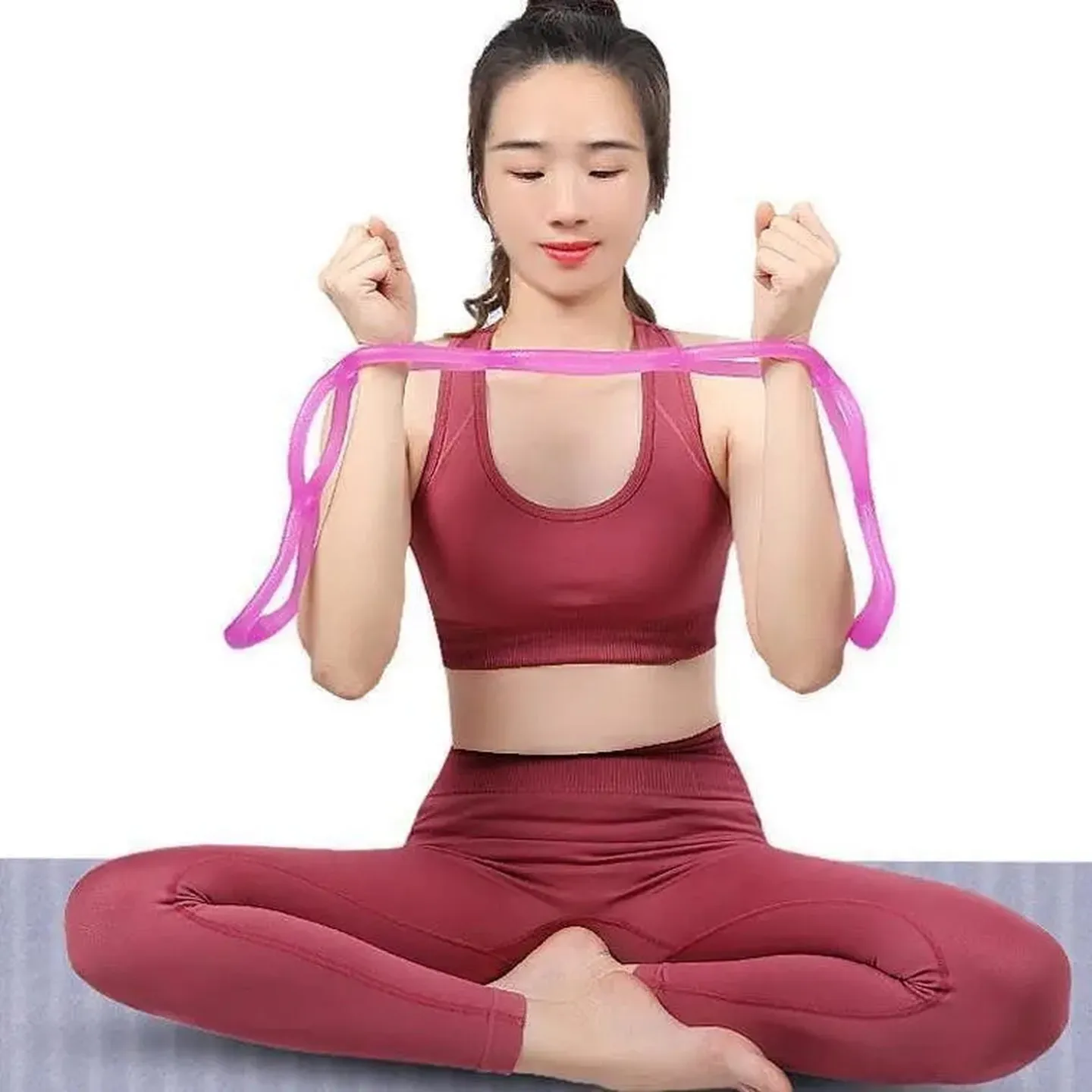 7홀 실리콘 저항 로프 요가 피트니스 어깨 운동 스트레칭 밴드 젤리 스트랩 근력 트레이닝 장비