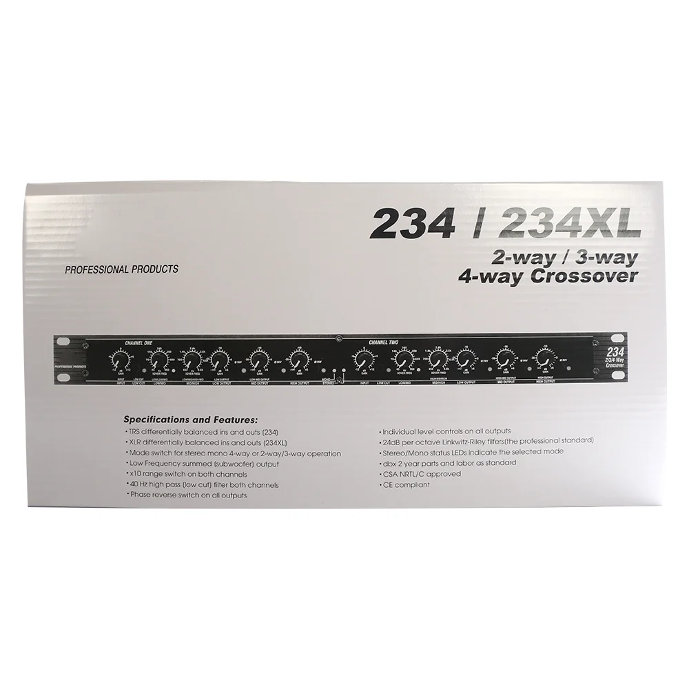 Audio Peripheral Equipment Stereo 2/3 Channels Mono 4 Channels Electronic Frequency Divider DBX 234XL audio crossover