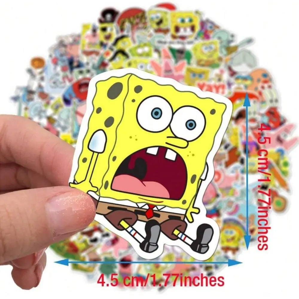 50개 스폰지밥 공식 라이선스 비닐 스티커 고품질 촉수 스티커 물병 방수 DIY 데칼