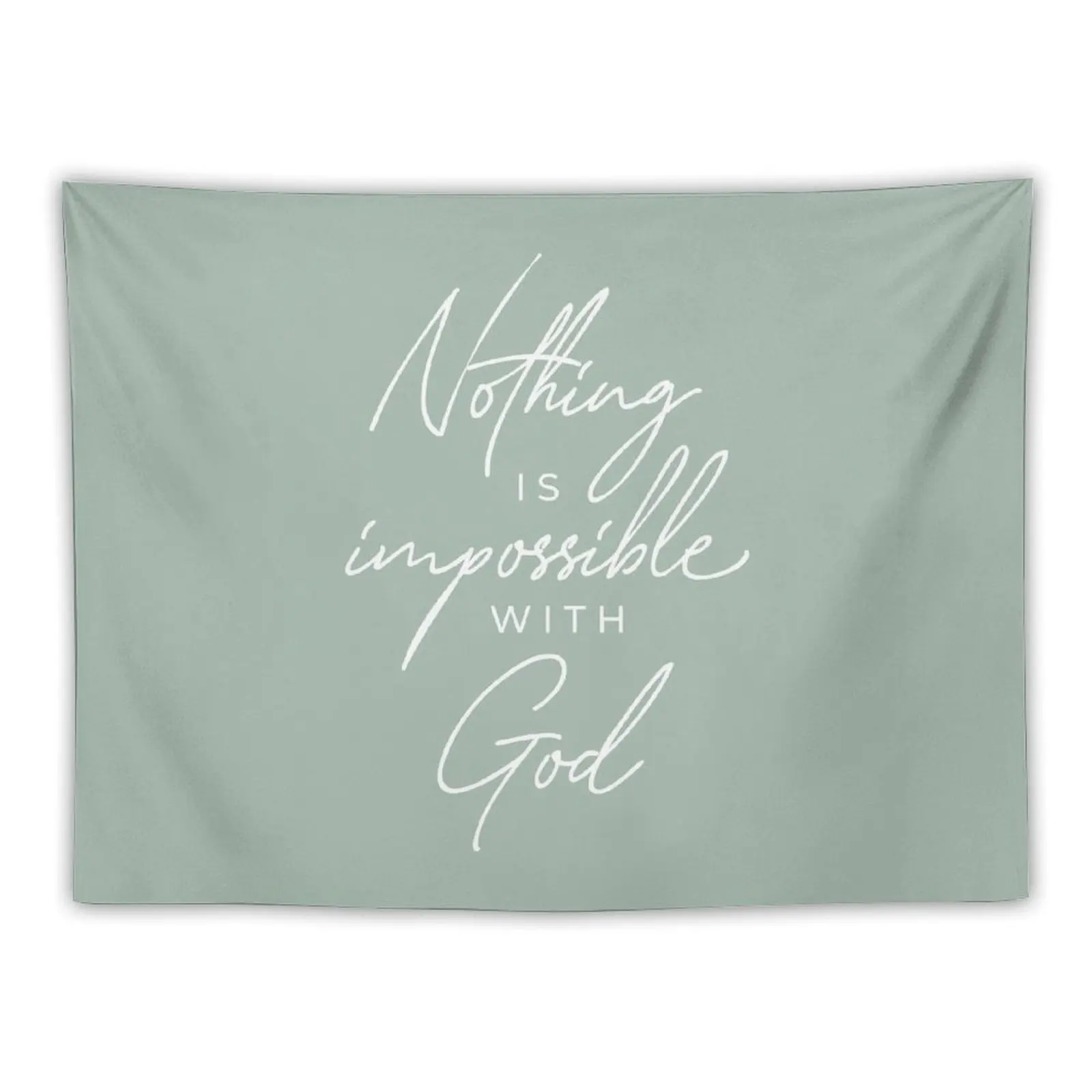 

Nothing is Impossible with God | Luke 1:37 Bible Verse | Seafoam Green Tapestry Funny Decor For Bedroom Tapestry
