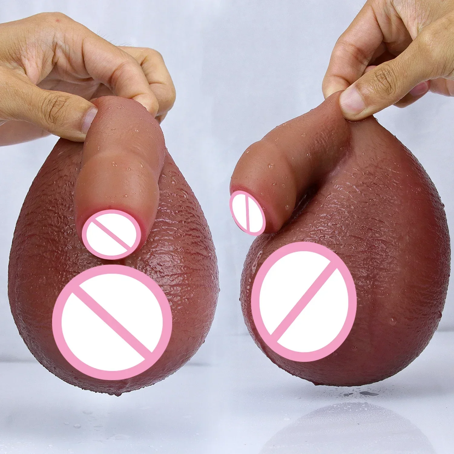 Soft Big Scrotum Squeezing Sex Toy Realistic Dildo Penis That Can't Be Masturbated 2 Kneadable Testicles Stress Relief Balls