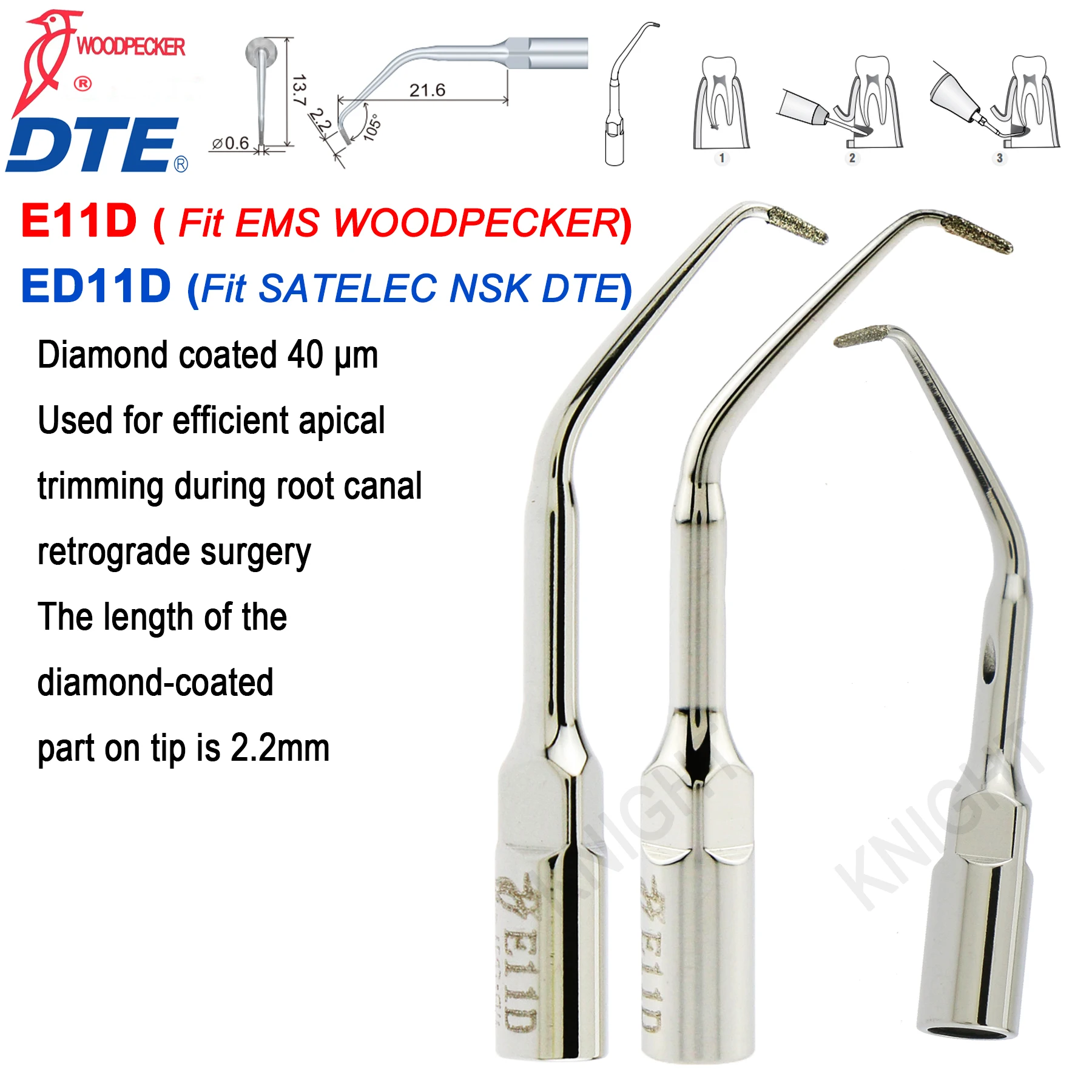 Woodpecker DTE Dental Ultrasonic Scaler Tips Dentistry Tooth Cleaning Scaling Tip Fit EMS SATELEC NSK Dental Tools E10 E11 E10D