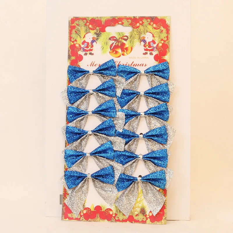Christmas Tree Bow Decorations New Year Holiday Party Decoration Gold Silver Red Bowknot Home Crafts 12pcs/set 6cm ribbon bow decoration christmas bow ornaments