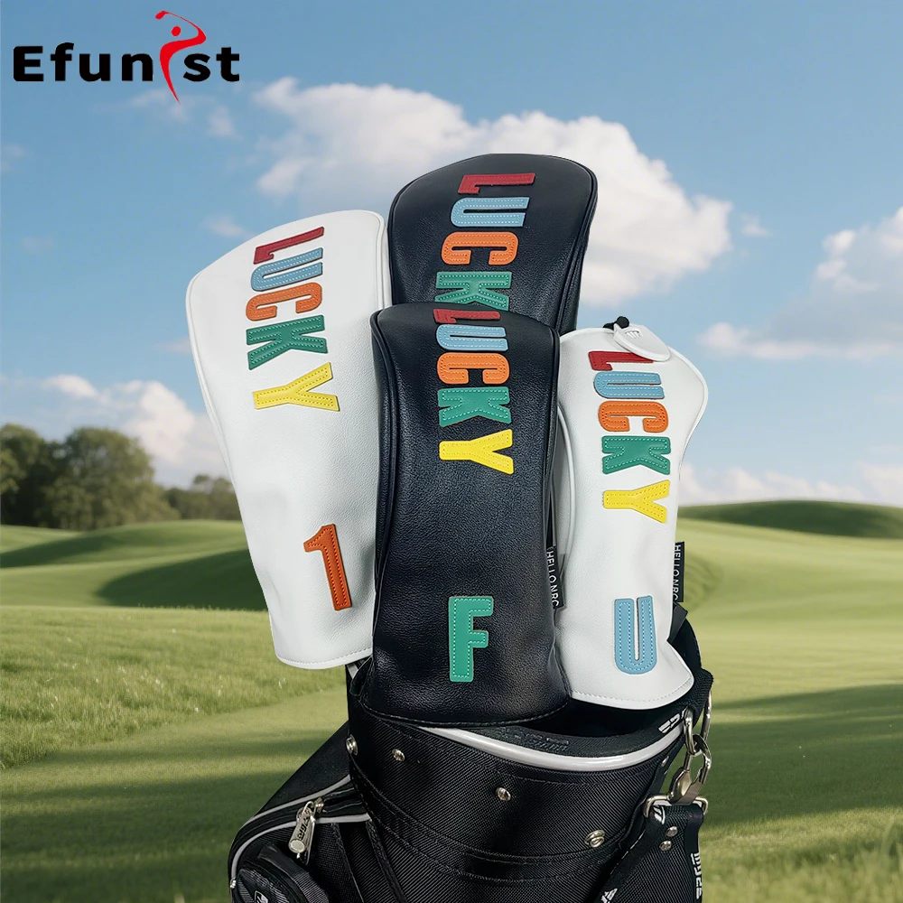 Description Picture 2 of itemGolf Wood Head Covers Lucky Styles PU Leather Protector Cover For Driver Fairway Hybrid Waterproof Club Cover Golf Accessories