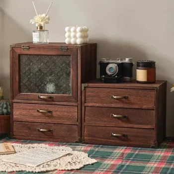 Organizer da Scrivania Multifunzionale in Legno con Cassetti, Contenitore per Casa e Ufficio, Elegante Soluzione di Archiviazione per Oggetti Vari