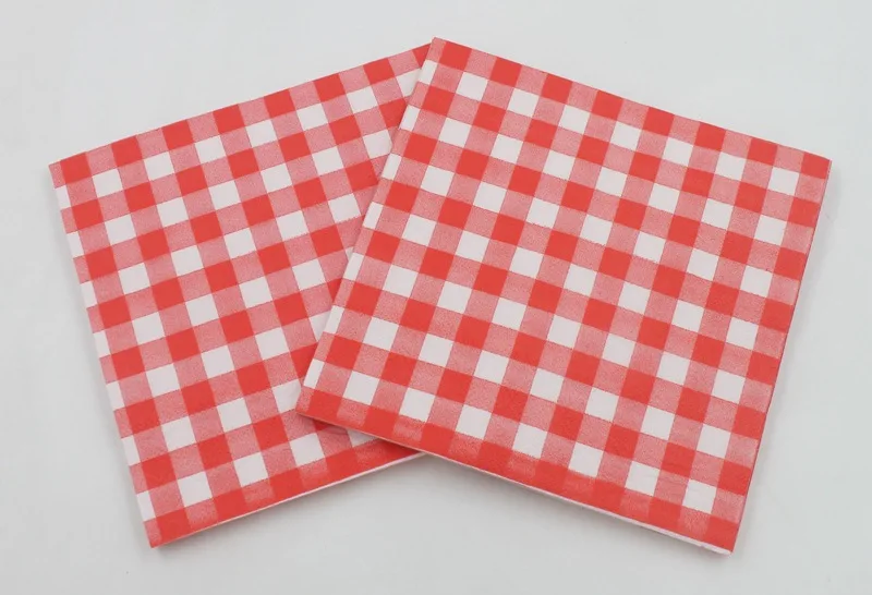 Description Picture 4 of item100 Counts Printed Paper Napkins Disposable Checkered Cocktail Napkins 2 Layers Wedding Birthday Picnic Tea Party