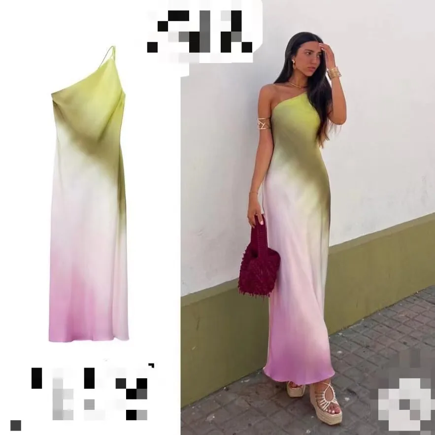 

Women's Sexy Tie Dye Asymmetric Design Dress, Spring, Summer, New