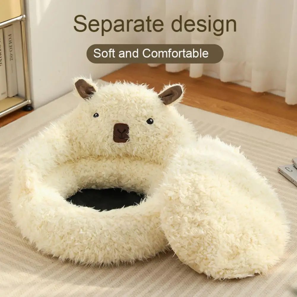 

Winter Cat Nest Pad Cat Nest Cozy Alpaca Cat Bed Winter Warm Nest with Plush Pads Anti-slip Bottom Joint Relief Pet for Sleep