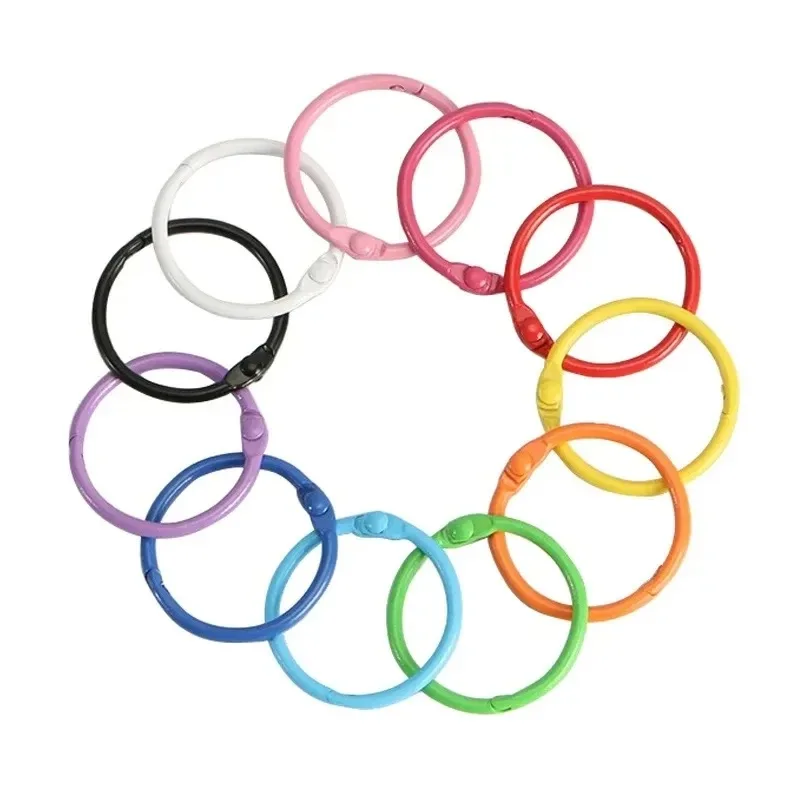 50Pcs 30mm 다채로운 개방형 금속 바인더 링 루스 리프 북 인덱스 카드 플래시 카드 키 체인 사무실 학교 DIY 공예