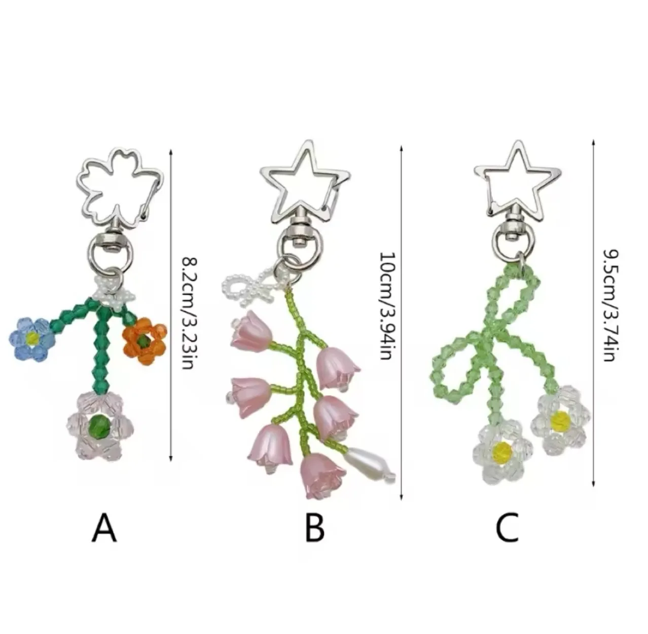 Flower Keychain Elegant Beads Holder Portable Keyrings For Car iPhone Accessories Trendy Women Handbag Bag Pendant Key Chains