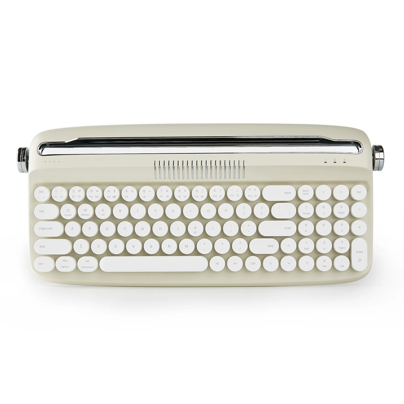 Yunzii-teclado Retro sem Fios de Máquina de Escrever Atualizado tipo c Bluetooth Teclas Redondas Stands Integrados Bonito Bege Areia B309