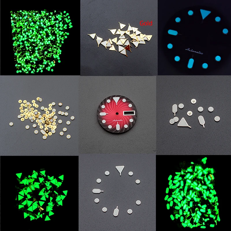Blue Green Luminous Watch Dial Hour Indices Markers For Sub GMT Men's Watch Dial Accessories Aftermarket Replacemen