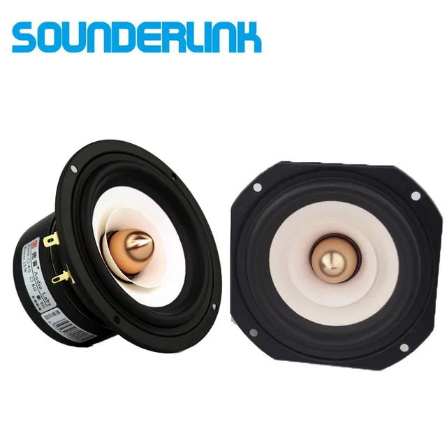 Sounderlink 4" Full Range Speakers Aluminum Bullet & Kapton Cone HiFi Bookshelf/Desktop Monitor MidRange Woofer, 4/8 Ohm 1