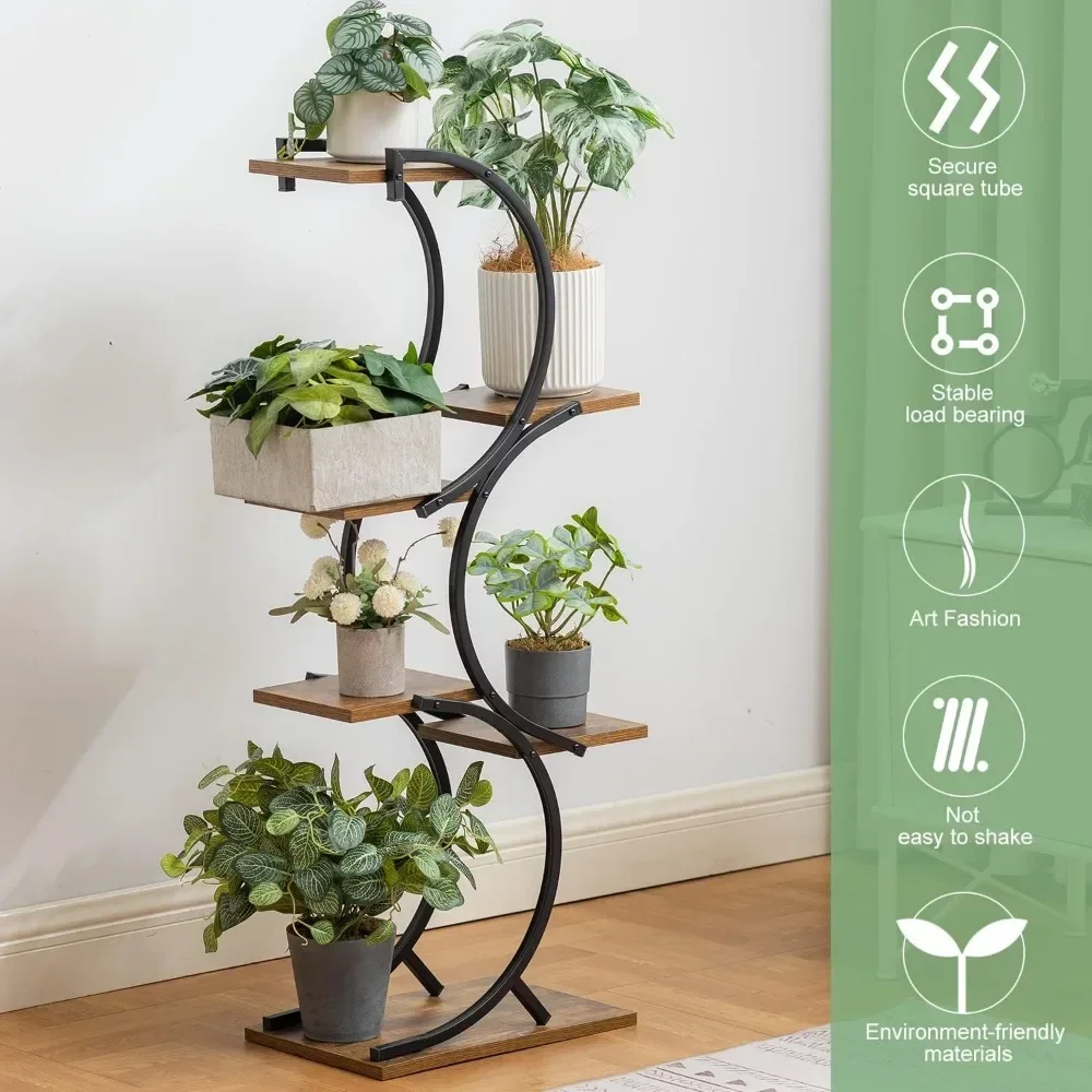 Plant Stand Indoor 6-Tier wrought iron Plant Stand Green Indoor Plant Stand Tiered Use Office Home Decor 5