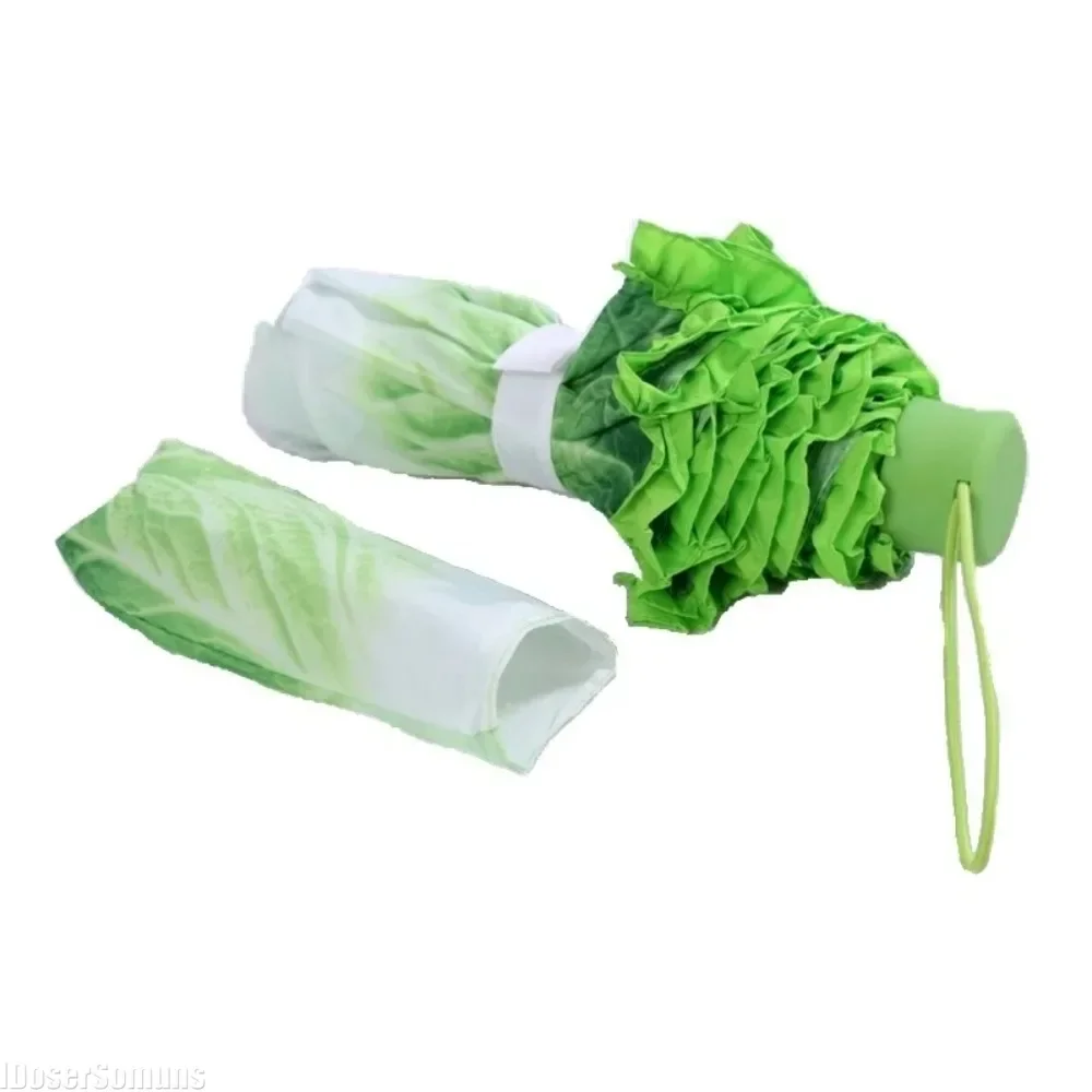 Creative Cabbage Umbrella UV Protection Beach Funny Vegetable Umbrella Parasol Gifts Lettuce Folding Rainy and Sunny Umbrellas