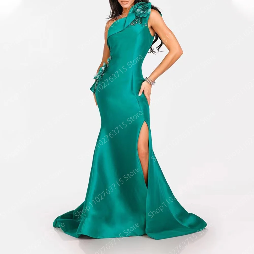 

Elegant Long Evening Dresses for Women Satin Beads Floor-Length Mermaid Prom Party Wedding Gala Dress Special Events Maxi 2024