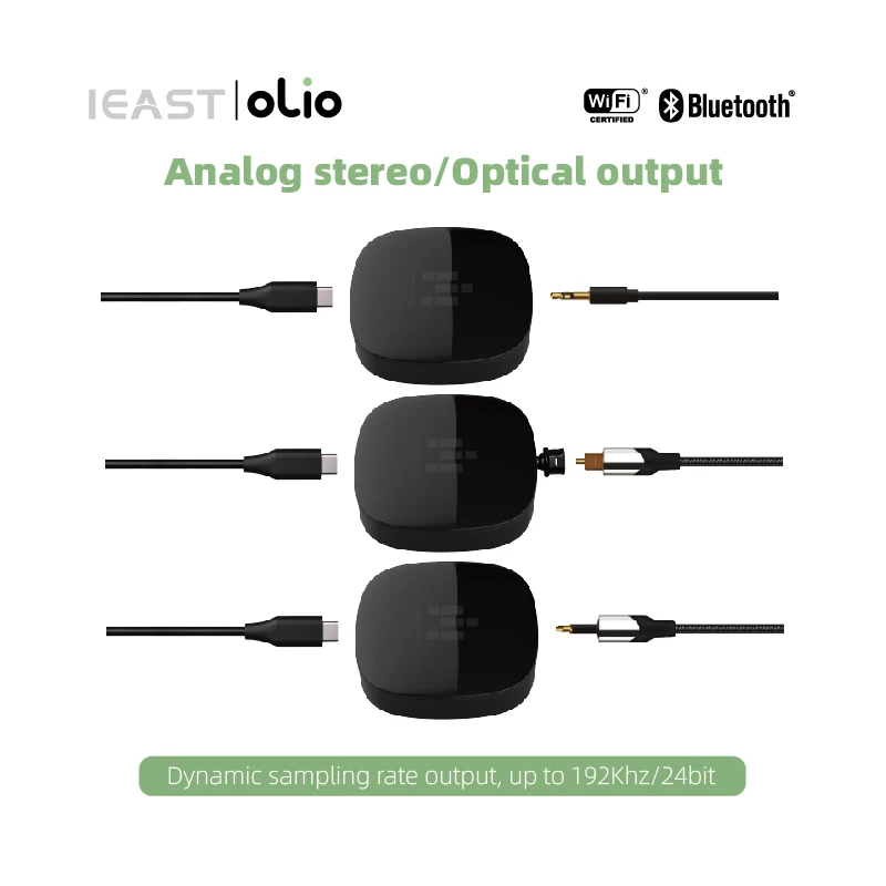 IEAST Olio WiFi 2.4G/5G& Bluetooth Receiver 5.0 Wireless Auido Multiroom Airplay 2 Music Streamer Tidal Connect