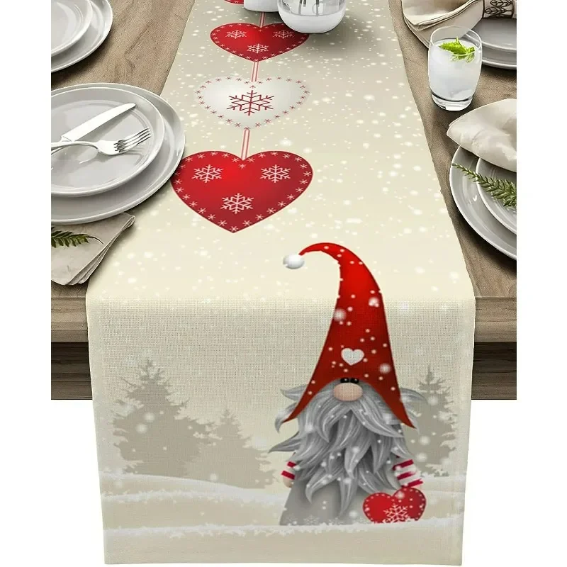 

Christmas Snowflakes Gnome Linen Table Runners Dresser Scarves Table Decor Farmhouse Dining Table Runners Christmas Decoration