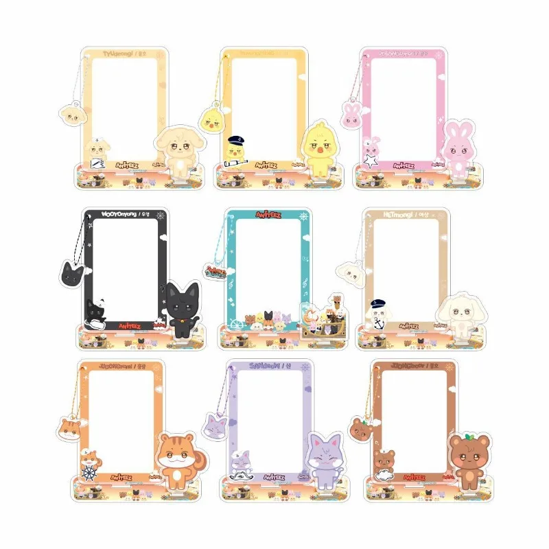9pcs Kpop ATEEZ ANITEEZ Card Photo Frame Keychain Card Storage Stand Figure Hongjoong Seonghwa Yunho Yeosang San Ming Fans Gift 5