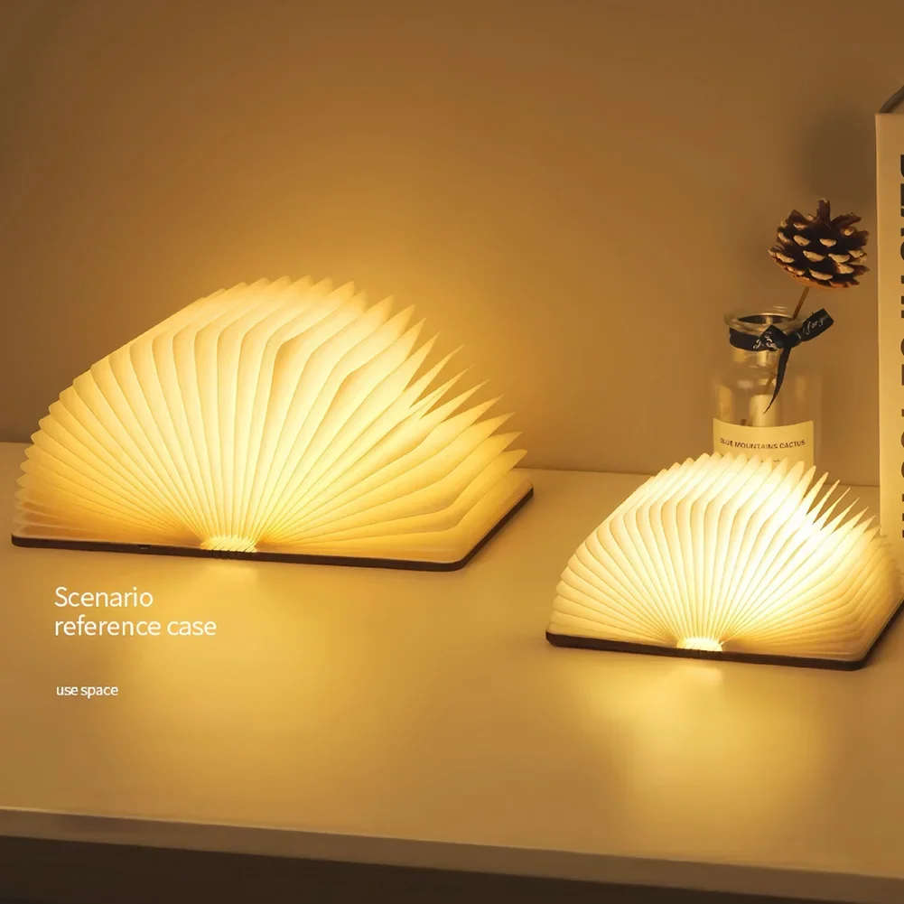 Luz LED nocturna creativa plegable 3D, Color RGB, recarga USB, luz de libro de madera, decoración, lámpara de mesa de escritorio para dormitorio, regalo de cumpleaños para niños - Image 4