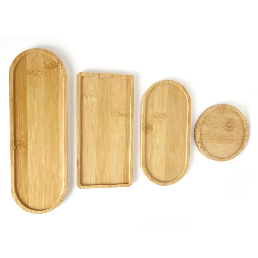 Household Storage Trays for Perfume Shower Shampoo Dispenser Container Stand Bamboo Wood Tray Bathroom Kitchen Pot Holder Decor 6