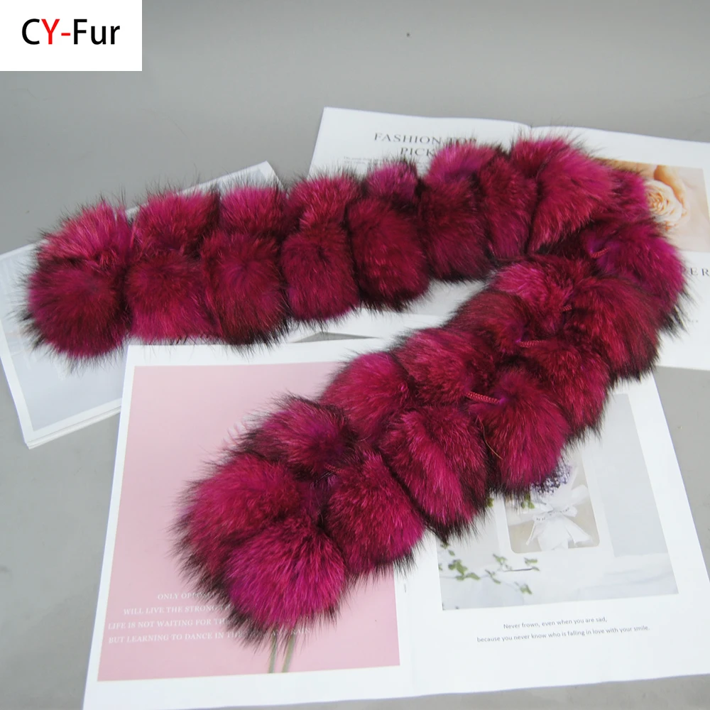 Brand Luxury Women Winter Natural Real Raccoon Fur Scarf Fashion Lady Warm Genuine Fox Fur Neckerchief Real Fox Ring Scarves