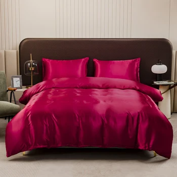Parure de lit en Satin massif comprenant des housses de couette, des draps, des taies d'oreiller 220x240cm, livraison gratuite 1