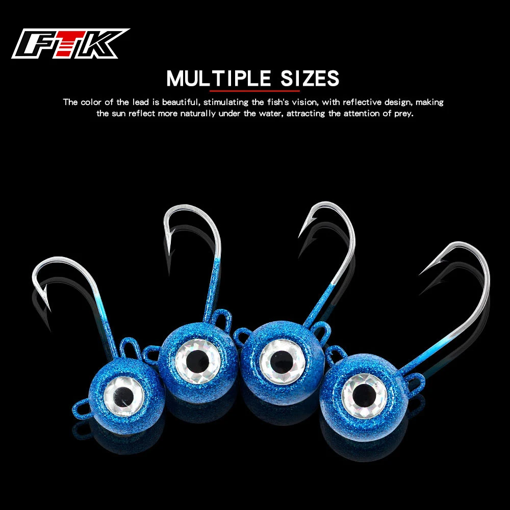 FTK Fishing Jig Head Hook 3D Eye Saltwater 120g/180g/160g Fishing Lure Deep Drop Light Swimbait for Pompano Striper Halibut Bass