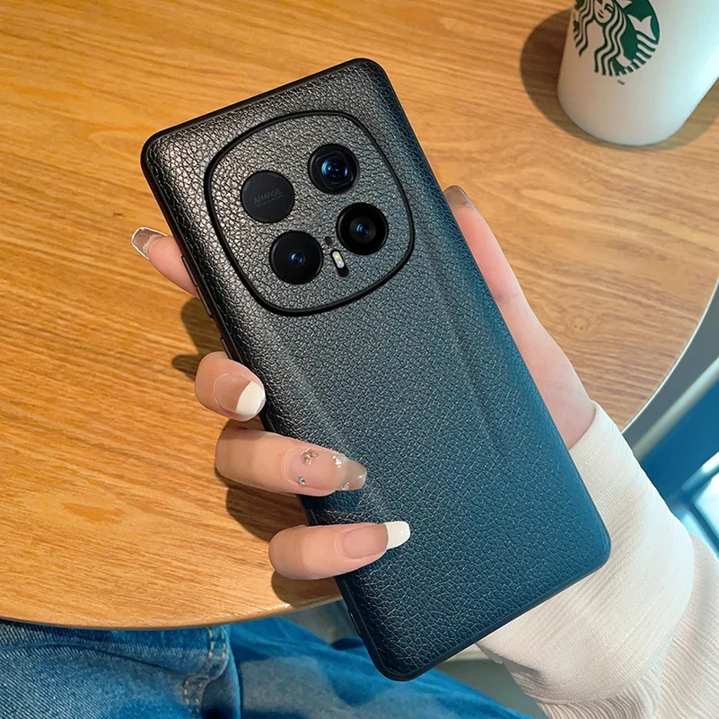 Lychee Plain Leather Phone Case - Good Skin Feel, Protective Cover