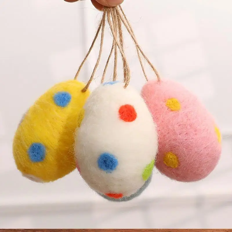 Easter Eggs Decoration Felt Felted Eggs 12 Pieces Ornaments Spring Crafts Exquisite Home Tree Garland Crafts Easter Decoration