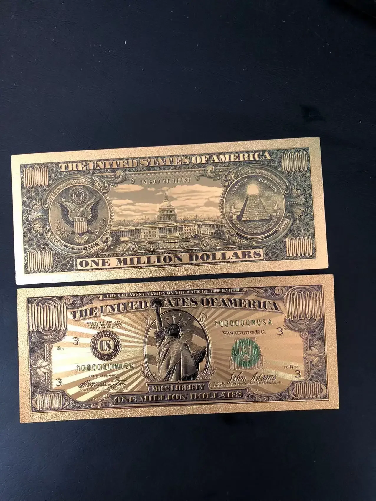 Soldi Di Carta Banconote In Oro Usa Lamina D'Oro Usa Banconota Da 1 Milione Di Dollari Collezione Di Banconote In Oro Decorazioni Per La Casa