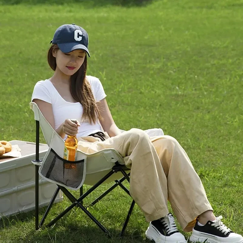 Folding chair outdoor foldable moon chair camping picnic dining fishing tools portable high load-bearing